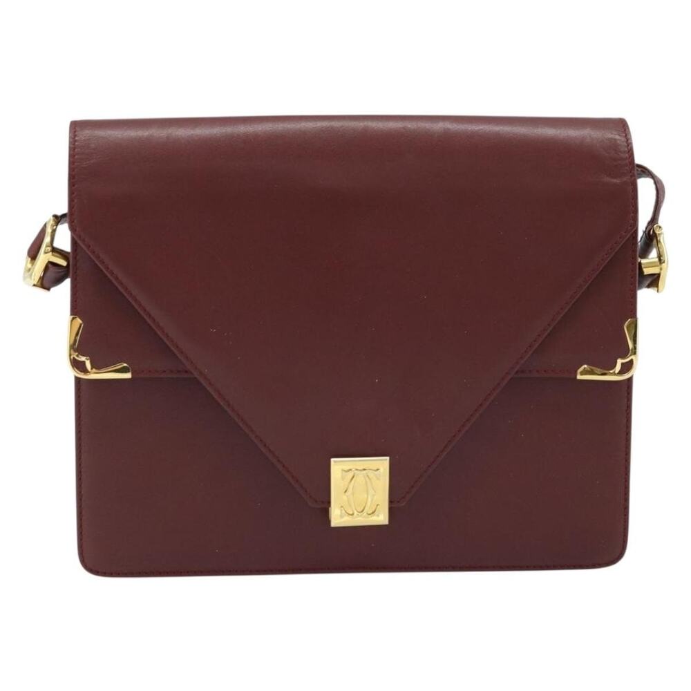 Cartier Leather Must Line Shoulder Bag Bordeaux Gold